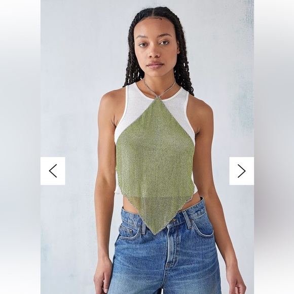 UO Green Kennedy Diamante Halterneck Cami - Picture 3 of 4